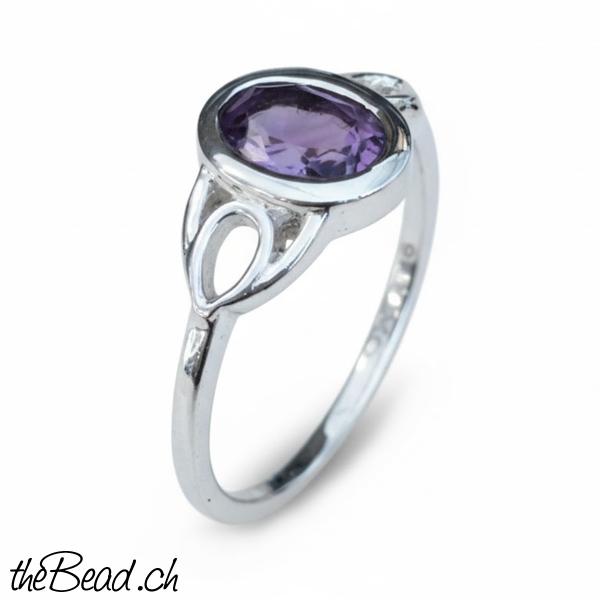 Silber Fingerring mit amethyst
