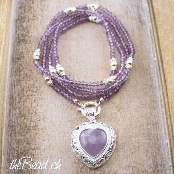 thebead amethyst perlenhalskette