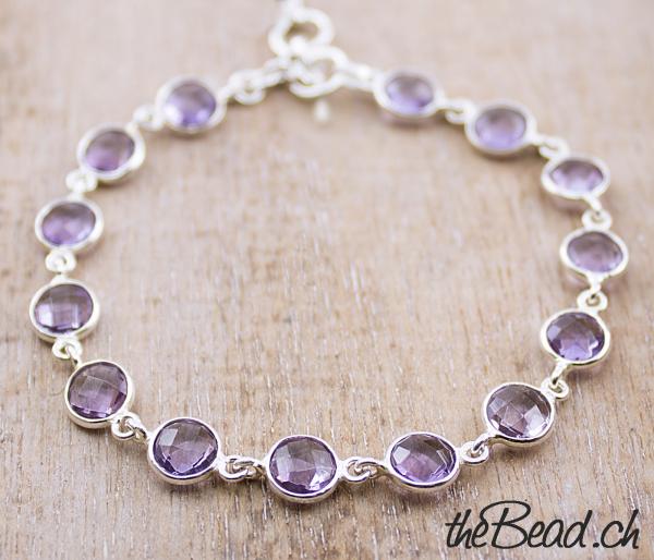 rose gemstone silver bracelet