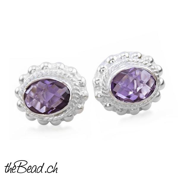 925 sterling silber ohrstecker mit amethyst