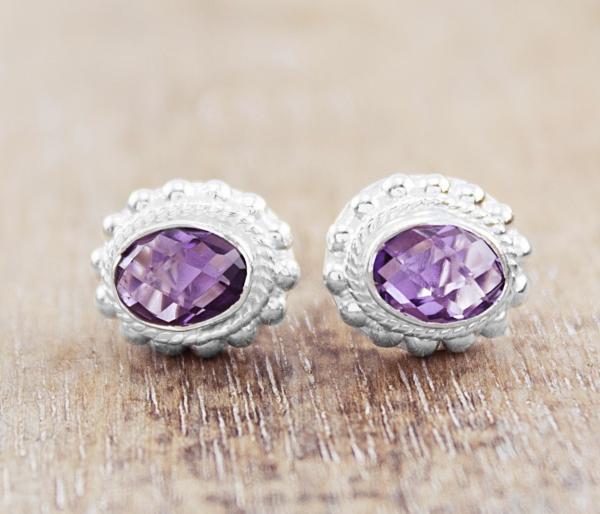 925 sterling silber ohrstecker mit amethyst