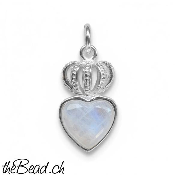 regenbogenmondstein silber anhänger