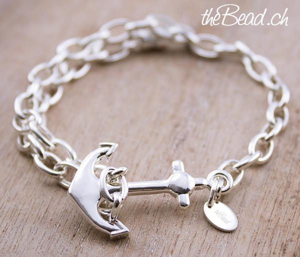 thebead silver bracelet with anchor made of 925 sterling silver