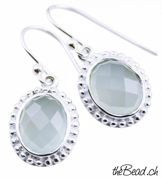 Ohrhänger mit facettiertem aqua achat 925 sterling silber