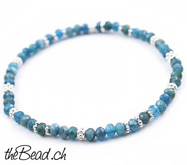 Apatit armband mit silberperlen