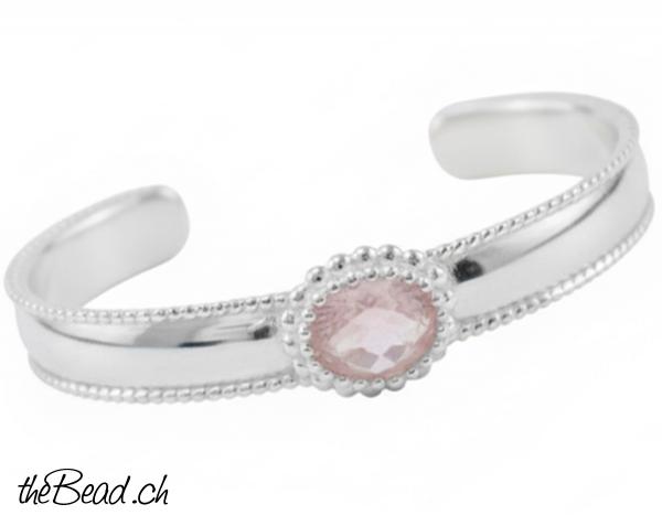 silber armreif mit rosenquarz