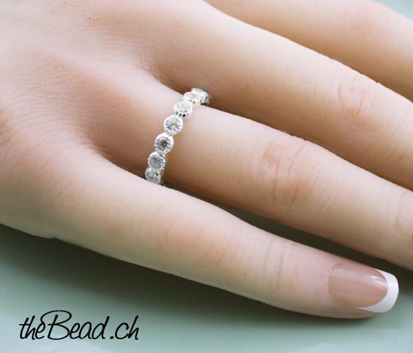 silber fingerring mit zirkon 3.5 mm breit