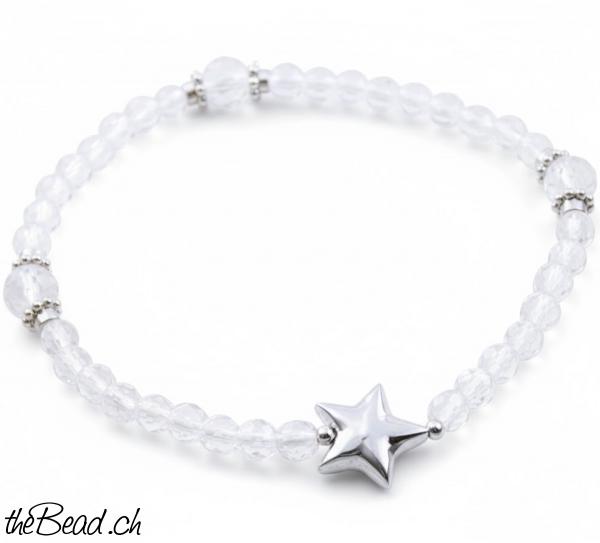 bergkristall steinarmband mit Stern
