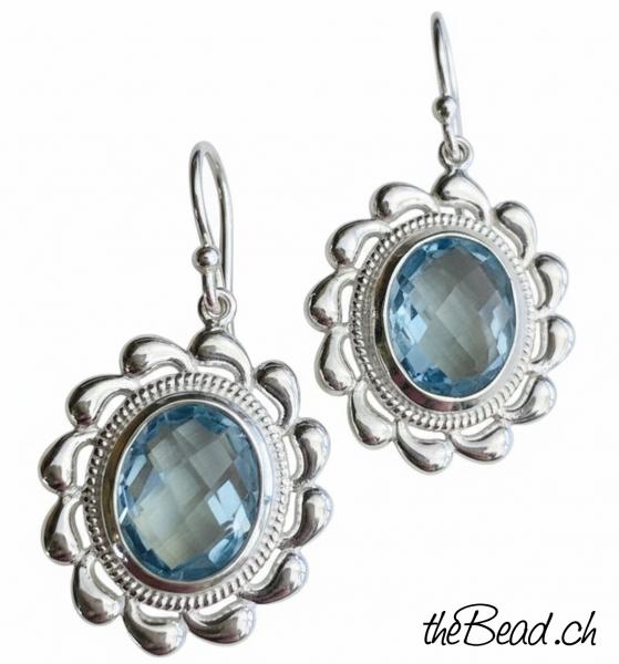 Ohrhänger facettierter blauer topas 925 Silber online kaufen