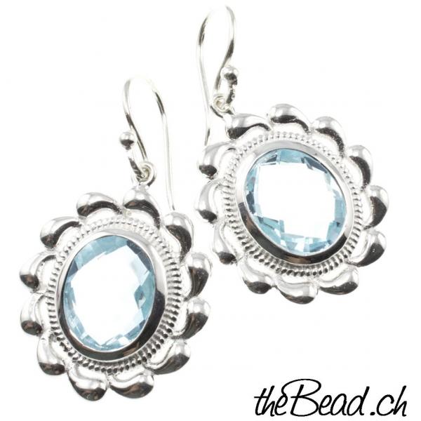 blue topaz earrings 925 silver