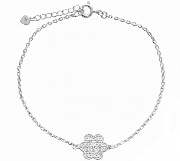 BLUME DES LEBENS fusskettchen aus 925 sterling silber mit verlängerungskettchen und federn