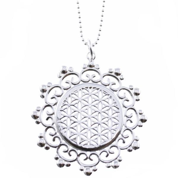 Silberhalskette mit Blume des Lebens