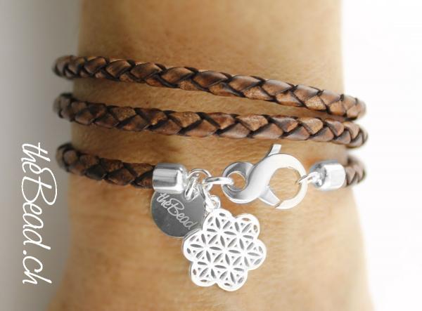 blume des lebens  Armband aus Leder und Glas theBead