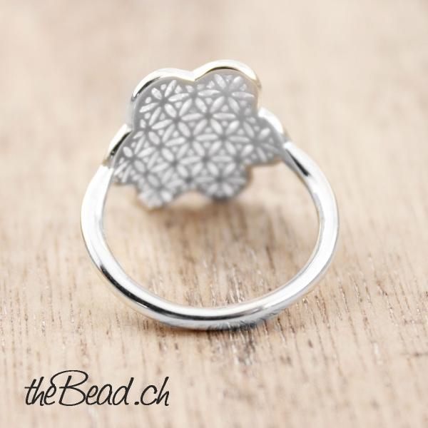 blume des lebnes  aus silber und silberflügel ring schweizer modeschmuck onlineshop thebead