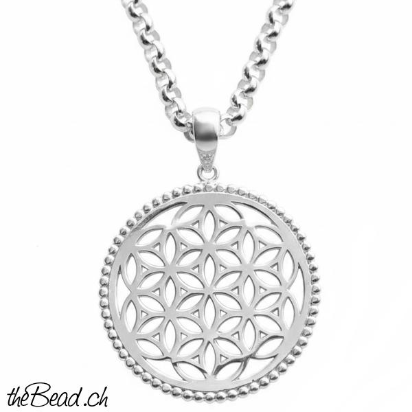 blume des lebens Silber männerkette und herrenkette aus Echtsilber