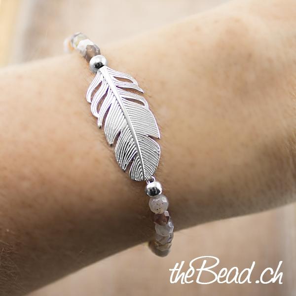 botswana achat mit feder armband