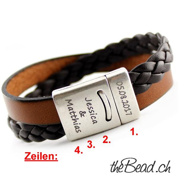 Leather Bracelet with clasp engraving