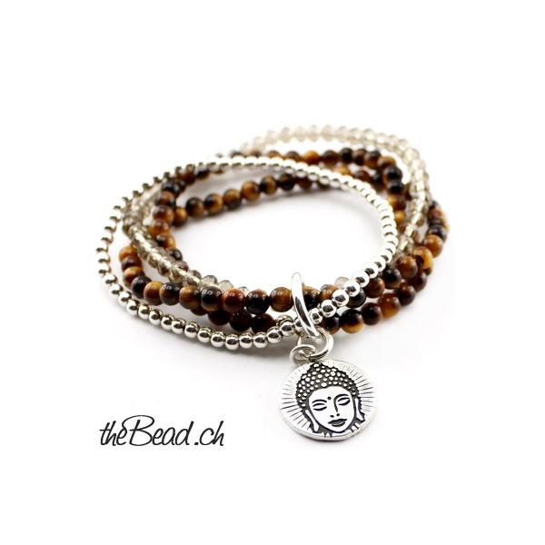 buddha perlenarmband mit silber buddha anhänger