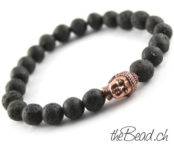 Lavaperlen Armband von thebead mit Buddha