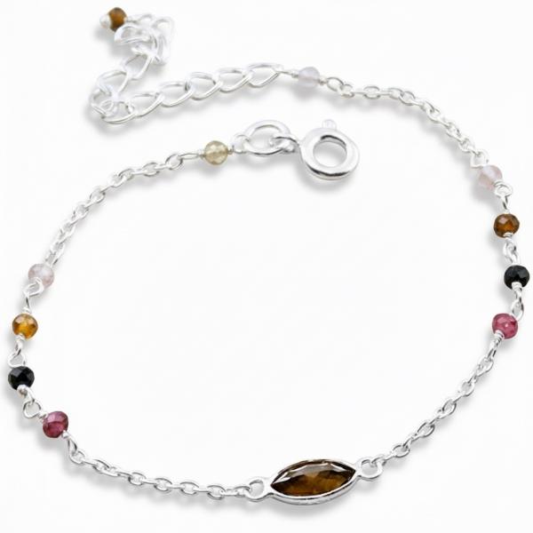 Silberarmband mit bunten Turmalin Steinen