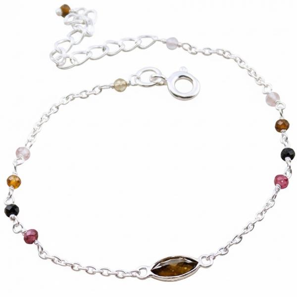Silberarmband mit bunten Turmalin Steinen