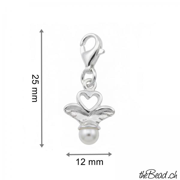 silber Charm Engelsflügel mit Karabiner