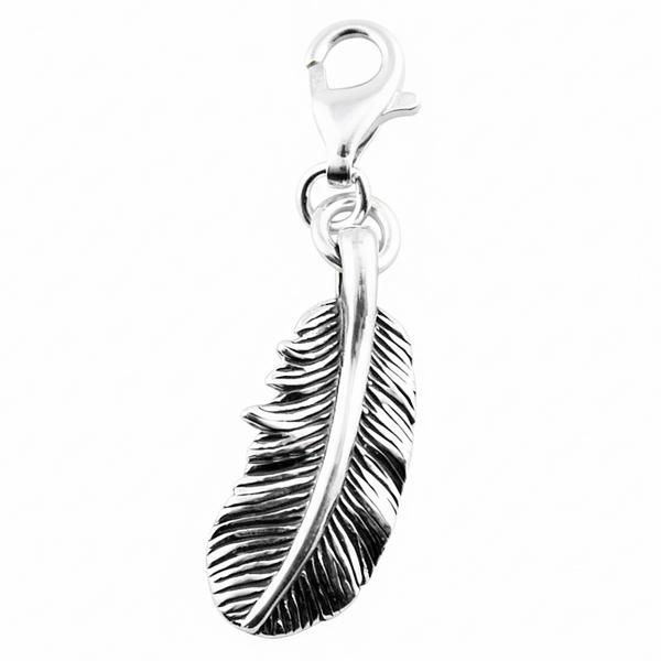 Feder Charms aus Echtsilber mit Karabiner aus 925 sterling silber feder und federn charms mit flügel von thebead