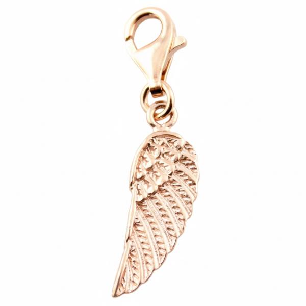 Flügel Charms aus Echtsilber mit Karabiner aus 925 sterling silber flügel und feder charm von thebead