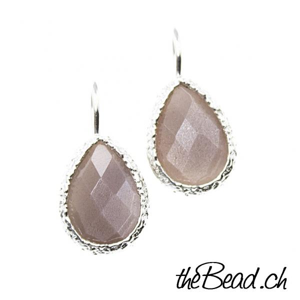 chocolate moonstone earrings 925 sterling silver