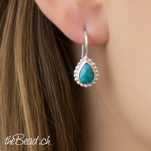 Chrysocoll Ohrhänger 925 Sterling Silber Ohrschmuck von theBead Schweiz