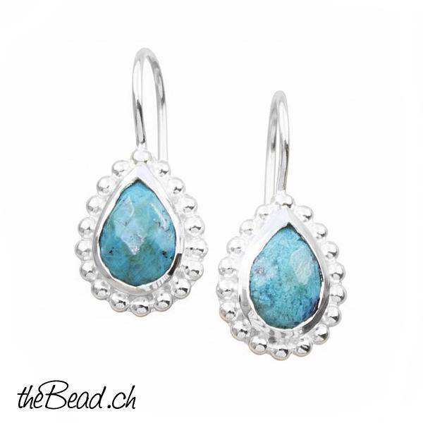Chrysocoll Ohrhänger 925 Sterling Silber Ohrschmuck von theBead Schweiz