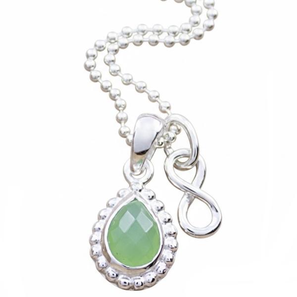 Chysopras mit Unendlichkeitszeichen und  silberhalskette