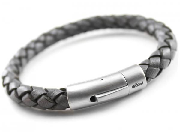 Graues Lederarmband geflochten mit Verschluss the Bead