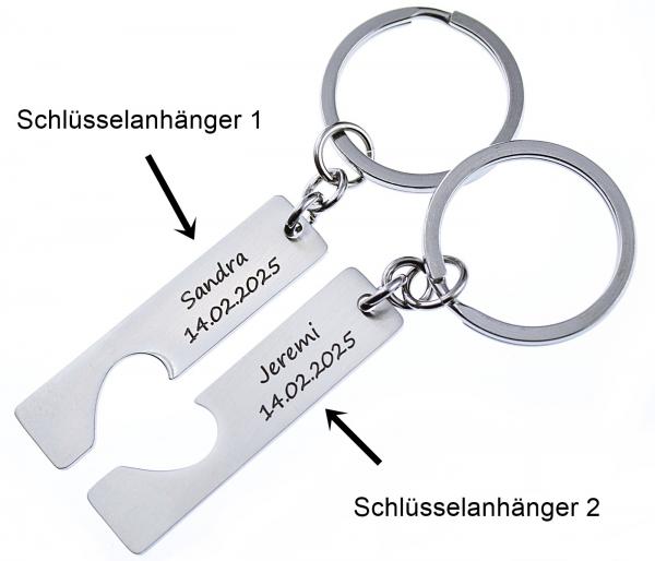 Edelstahl Freundschafts - Schlüsselanhänger mit Gravur