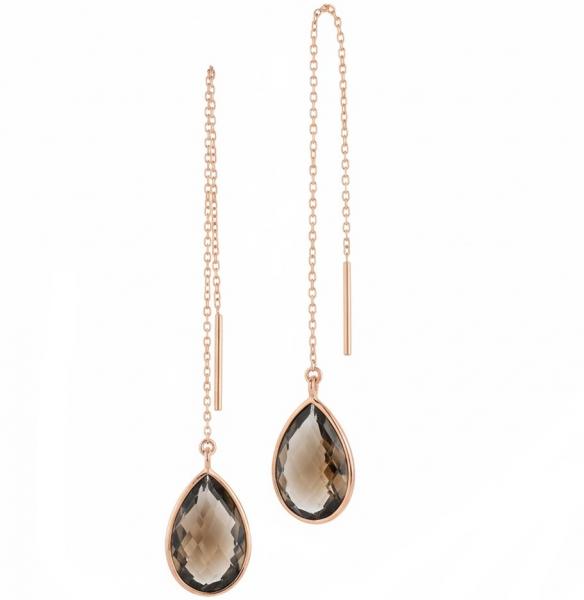 rauchquarz Ohrhänger hübsch facettiert und in 925 silber eingefasst neu von thebead modeschmuck und schmuck onlineshop in der schweiz