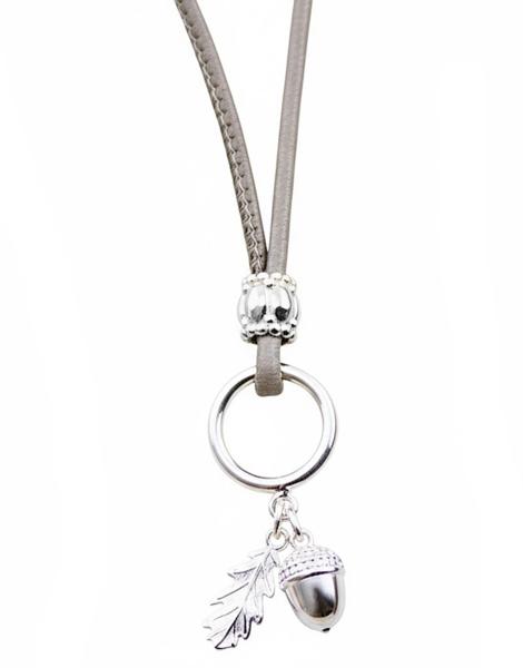 lederhalskette mit Silber Eichel und Eichenblatt Anhänger