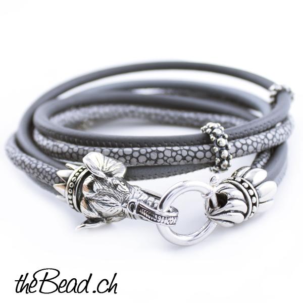 Trendarmband in Grau mit Elefant Nappaleder theBead