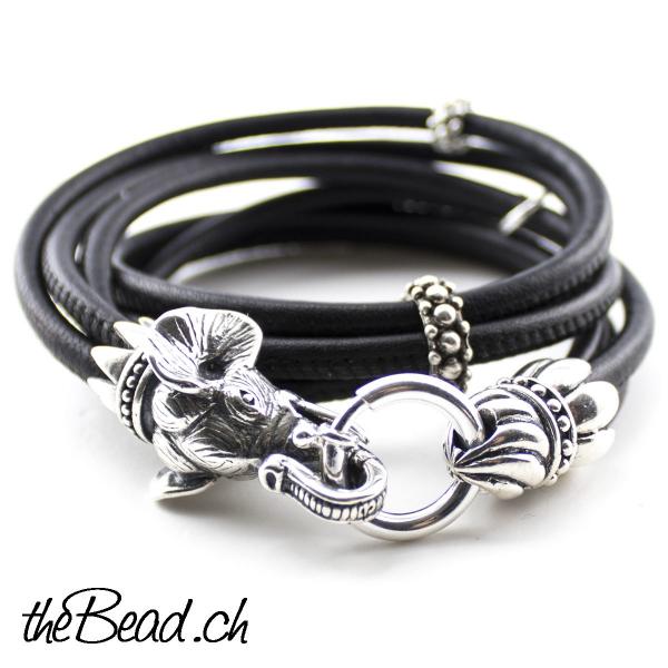 Trendarmband in Grau mit Elefant Nappaleder theBead