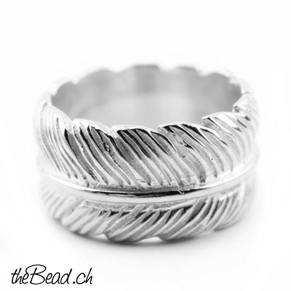 Feder Ring und Fingerringe in Form einer Feder aus Silber kaufen und bestellen gel eines engels  aus 925 sterling silber