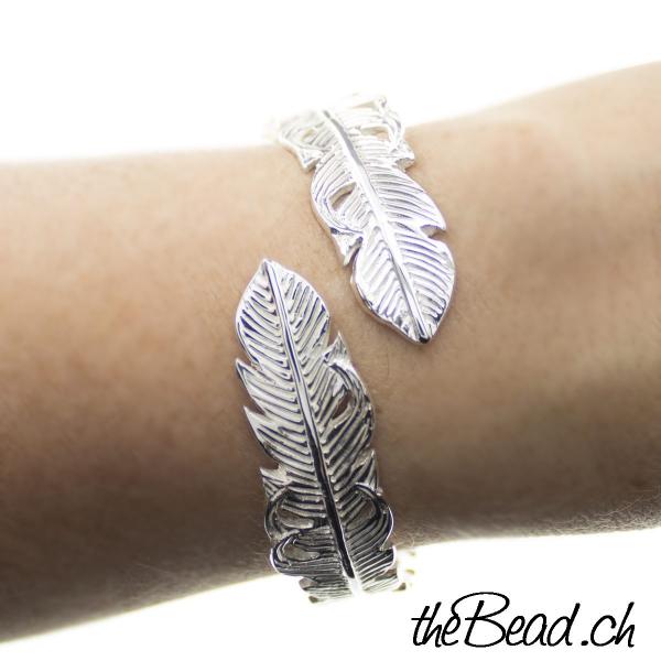 silber armband feder