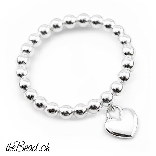 Silber Fingerring mit  herz anhänger