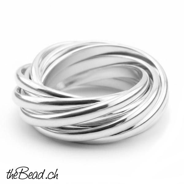 Silberring bestehend aus 9 einzelnen Ringen