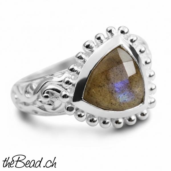 Silber Fingerring mit  labradorit