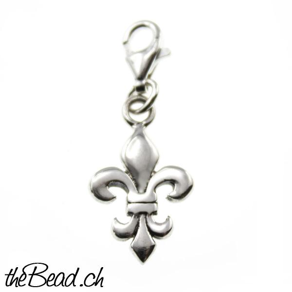 franzoesische lilie Charm Silver Sterling