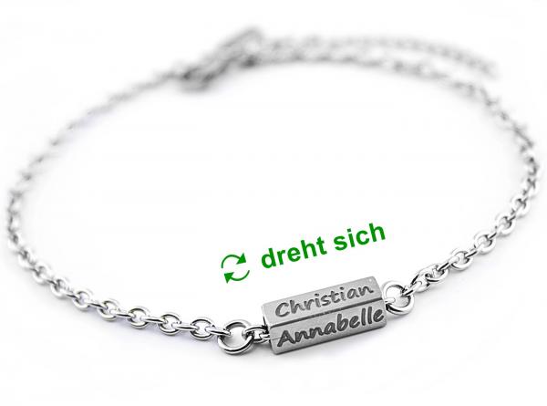 Fuss-Schmuck aus Edelstahl mit Gravur