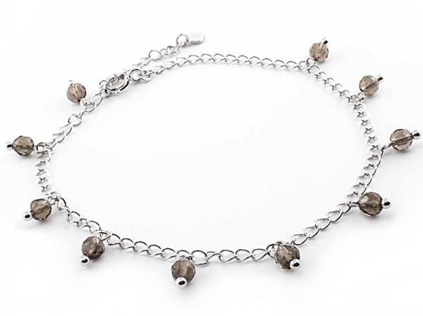 Rauchquarz  fusskettchen aus 925 sterling silber mit verlängerungskettchen