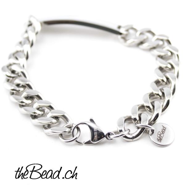 stainless steel men engraved bracelet