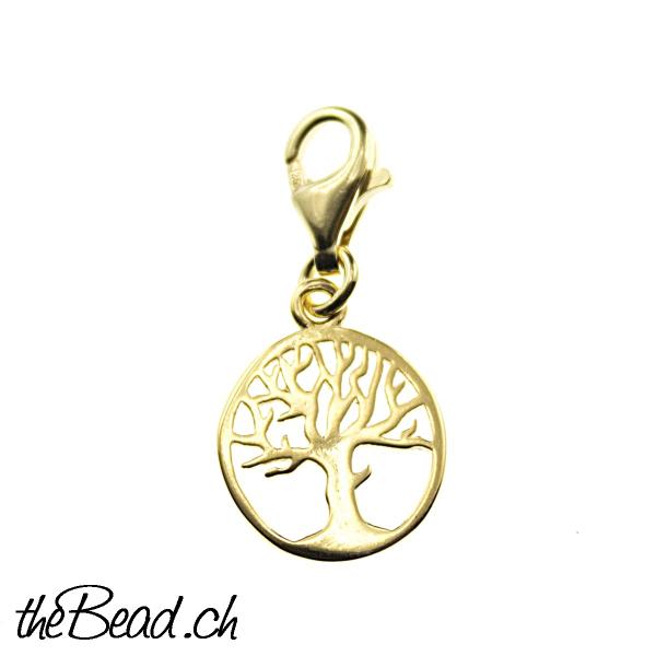 Tree of Life Charm 925 Sterling Silver rose vergoldet