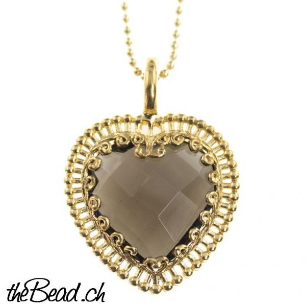 gold plated 925 sterling silver heart necklace
