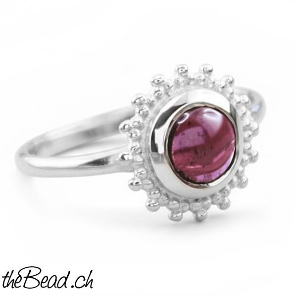 damen fingerring aus 925 sterling silber mit Granat